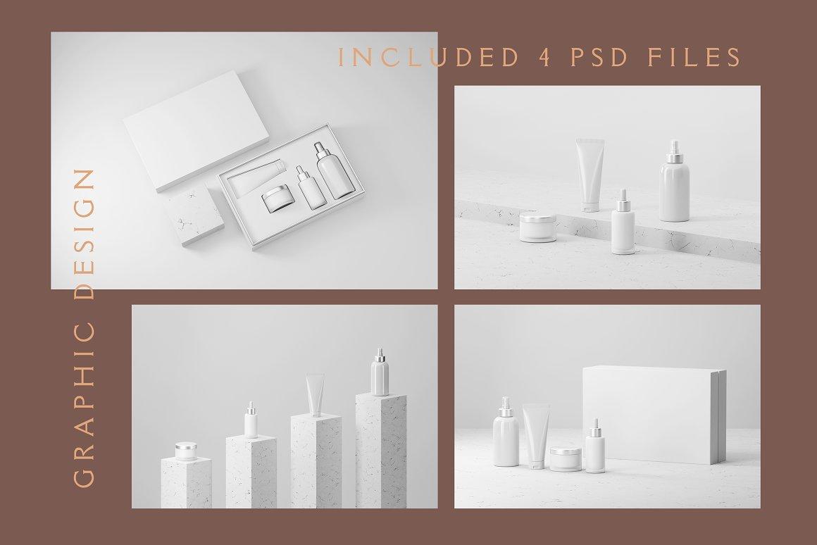 高端化妆品礼盒包装样机贴图ps素材资源下载Cosmetic Packaging Mockups