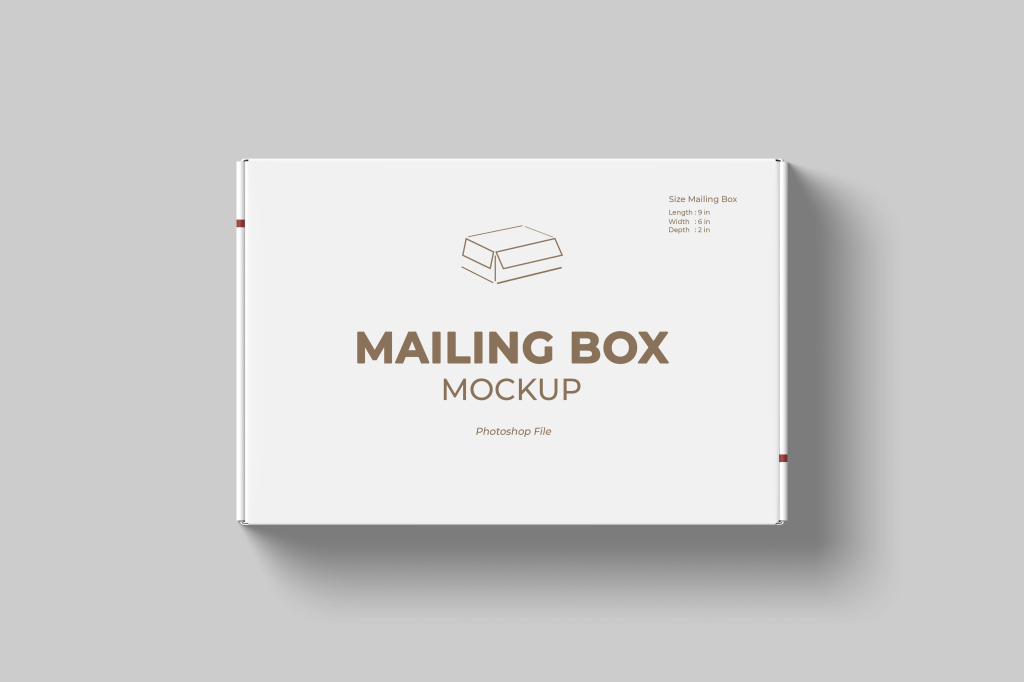 高端物流盒飞机盒包装样机贴图ps素材资源下载Mailing box mockup