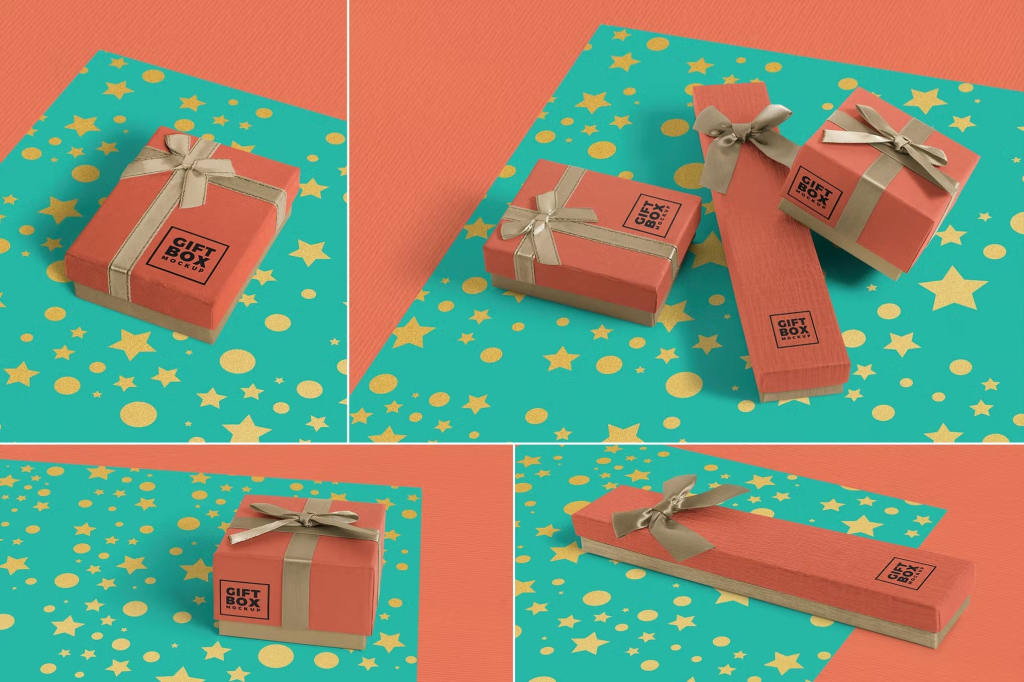 高端纸盒礼品盒包装样机贴图ps素材资源下载Gift Box Mockups