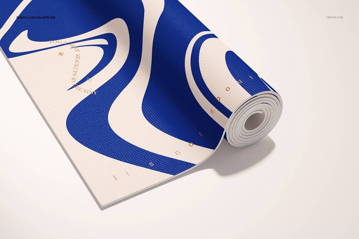 时尚地毯布料瑜伽垫地垫图案设计展示样机贴图ps素材资源下载 Yoga Mat Mockup Set v.4