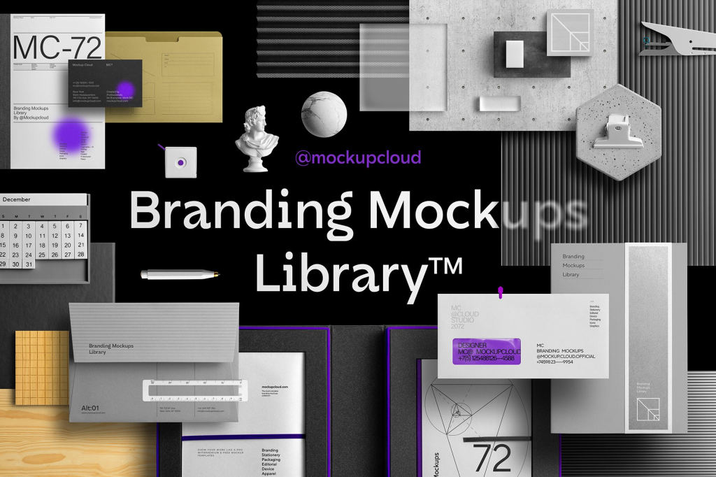 高级品牌形象vi名片信封信纸办公文具样机贴图Ps素材模板下载 Branding Mockups Library