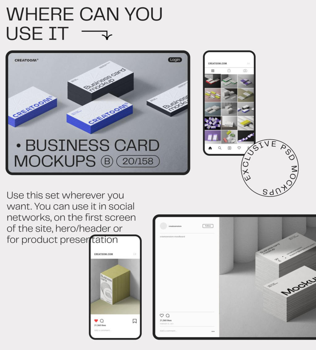60款极简品牌VI商务名片卡片样机套件贴图ps素材下载 60 Business Card Mockups