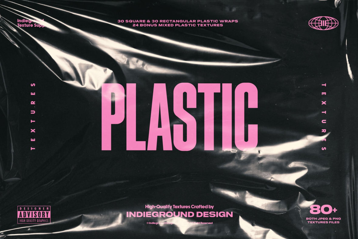 超酷街头嘻哈说唱炫酷个性透明气泡塑料袋保鲜膜png免抠图设计素材 Indieground Design – Plastic Textures