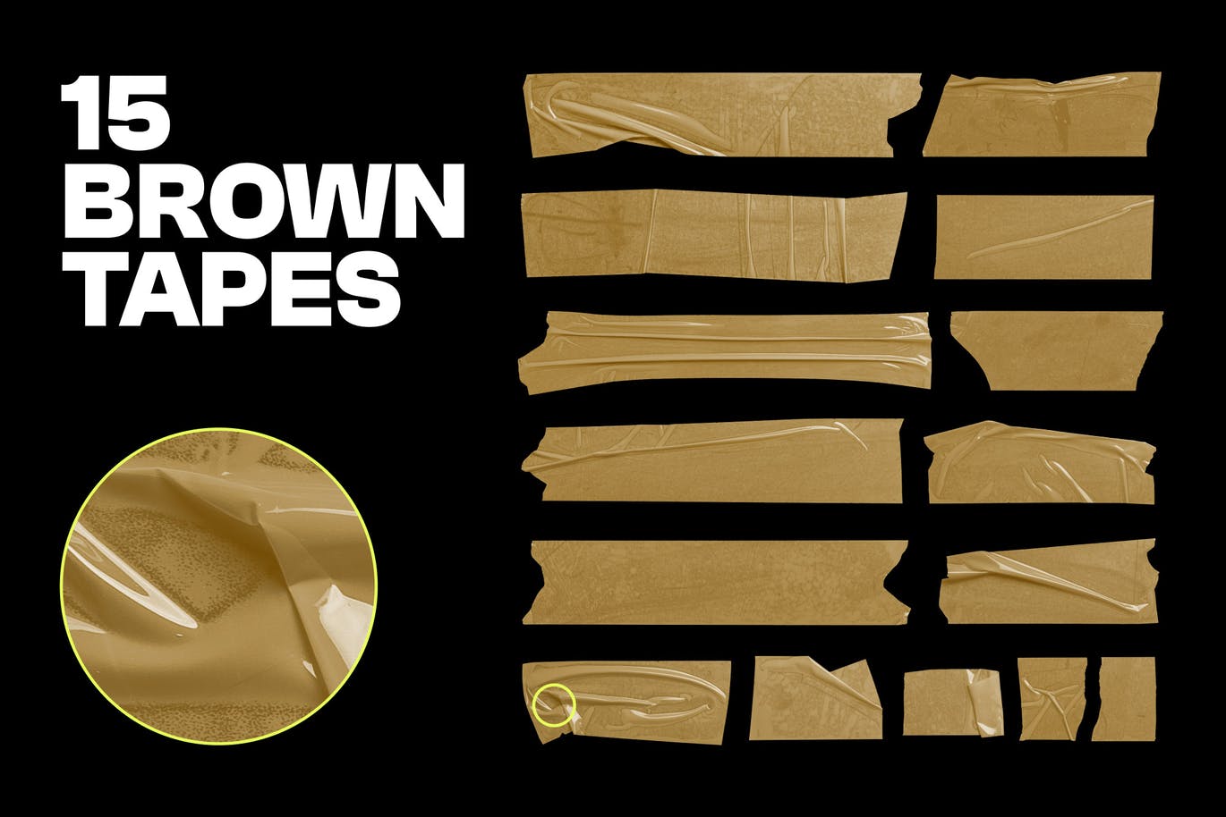 30款潮流褶皱复古做旧胶带贴纸PNG免扣图片设计素材 Plastic Tapes Vol.2 – 30 Textures Pack