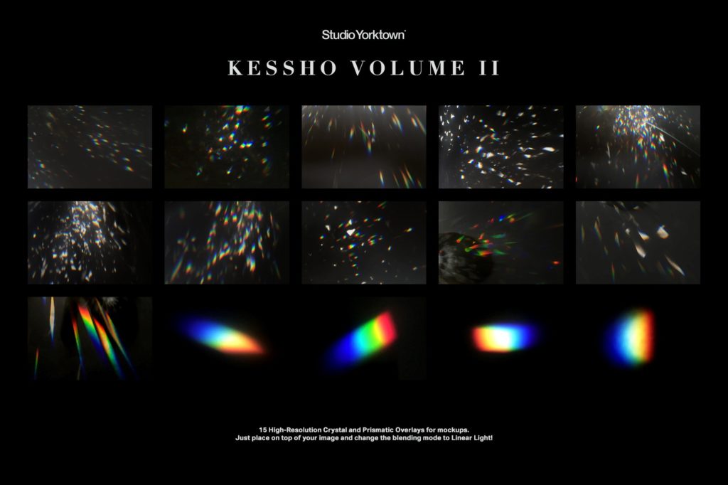 15款炫彩棱镜天然光效水晶晶体光影彩虹光斑PS叠加层素材 Kessho Crystal Light Overlays Vol II