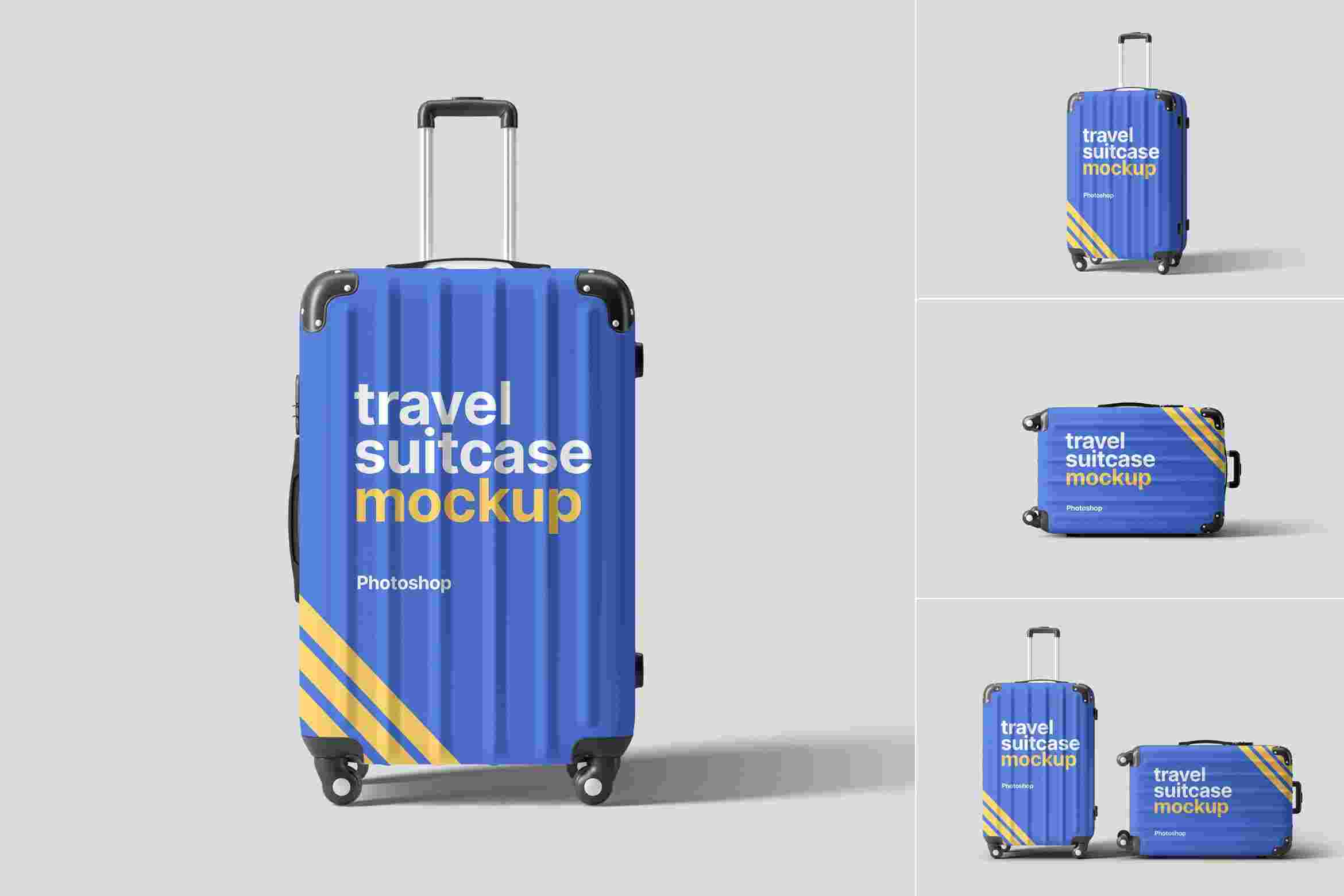 户外旅行箱手提箱样机贴图psd素材下载Travel Suitcase Mockups