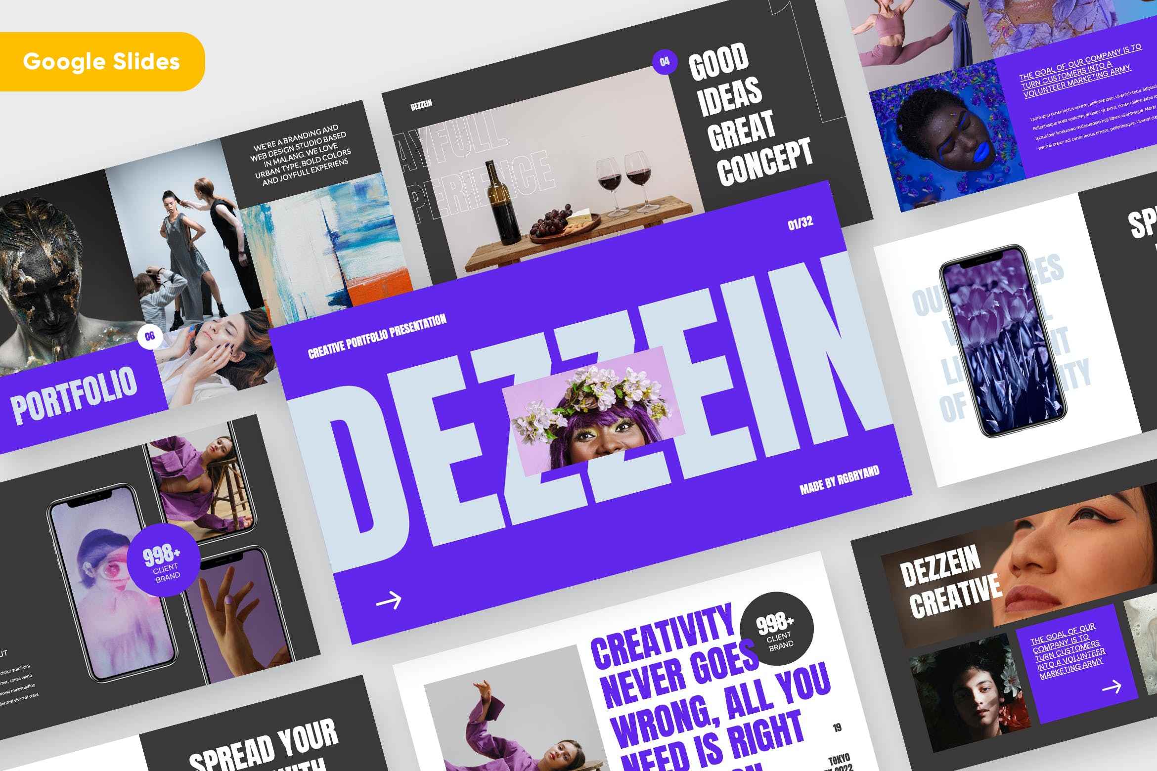 30多页极简品牌营销业务策划演示文稿图文排版设计ppt模板 DEZZEIN – Portfolio ppt+key
