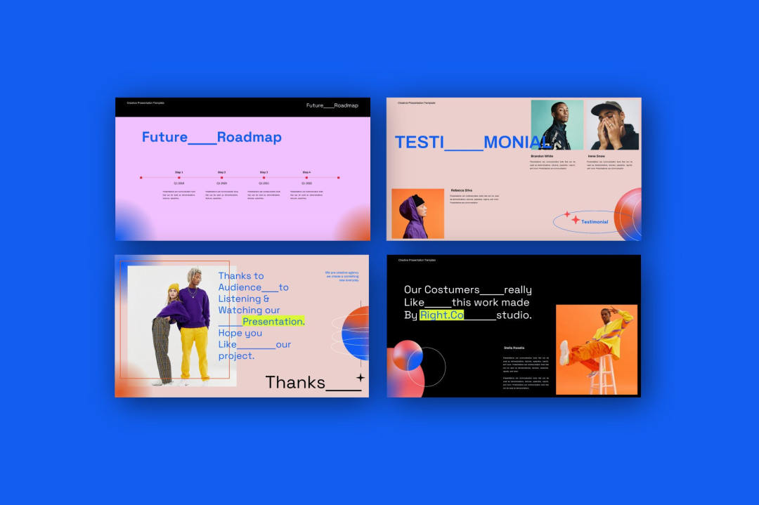 潮流酸性企业品牌营销策划演示文稿设计PPT模板 Right Co Brand Gradient Google slides