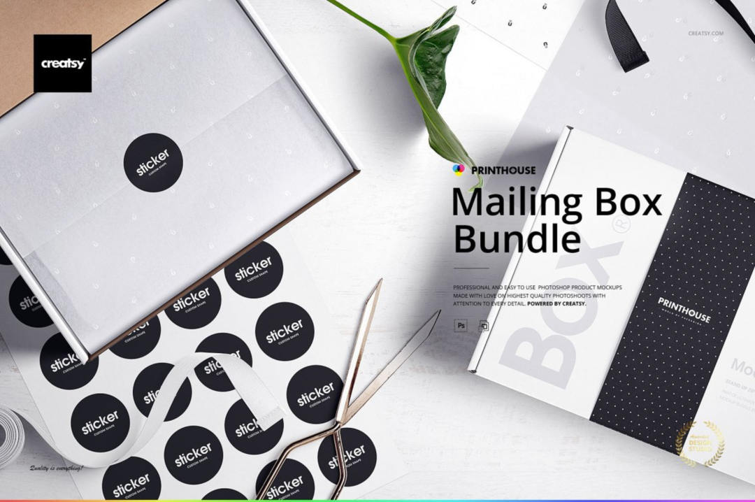 快递瓦楞纸包装盒外观设计效果图样机模板 Mailing Box Mockup Bundle