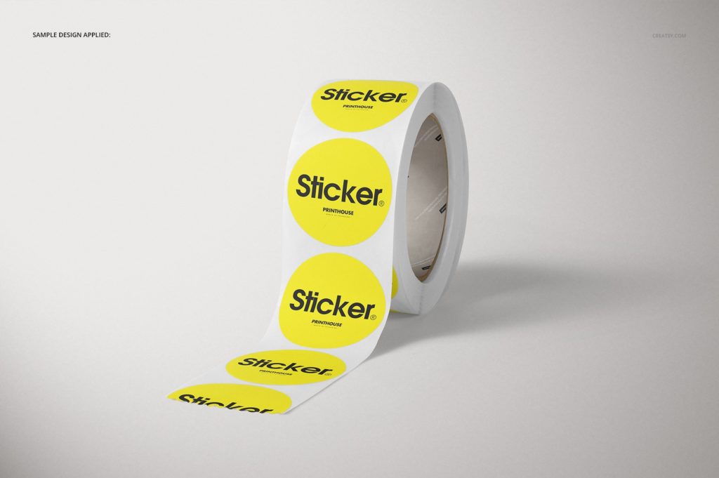 10款圆形胶带不干胶标签贴纸设计展示贴图样机合集 Round Roll Stickers Mockup Set
