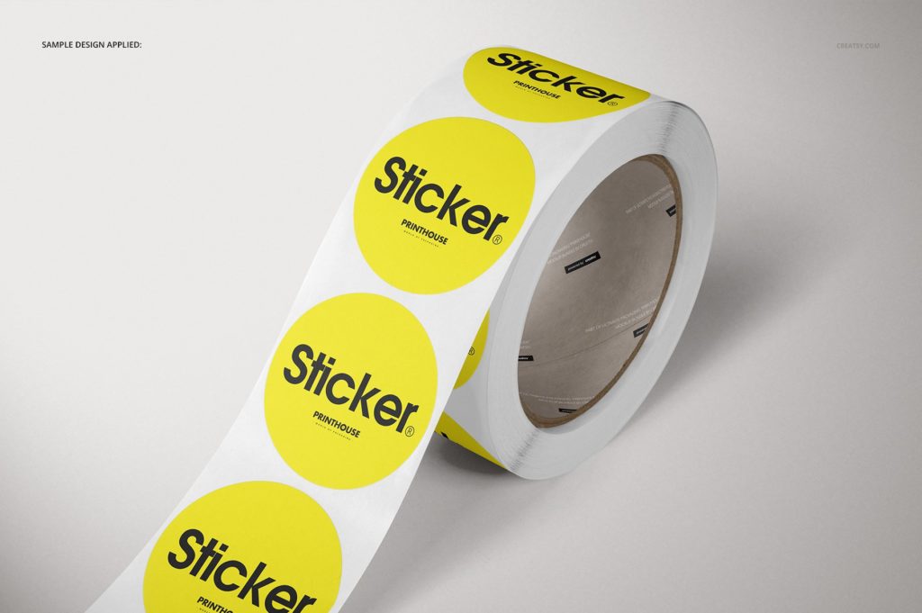 10款圆形胶带不干胶标签贴纸设计展示贴图样机合集 Round Roll Stickers Mockup Set