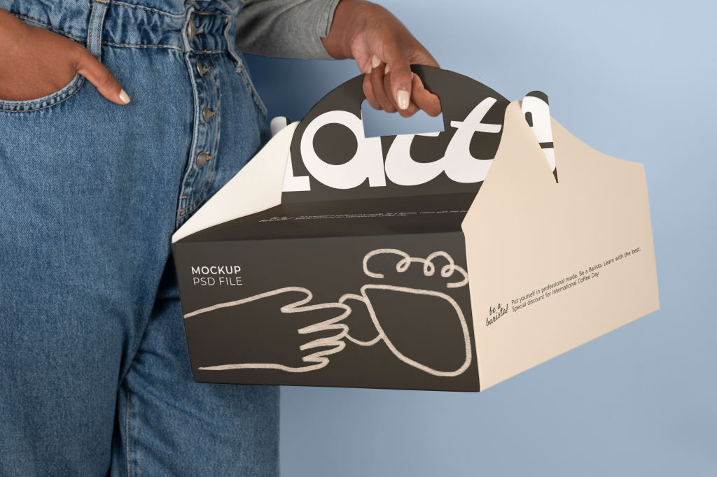 17款极简质感手提纸盒外卖盒食品包装设计展示PSD样机贴图套装Square Box Mockup