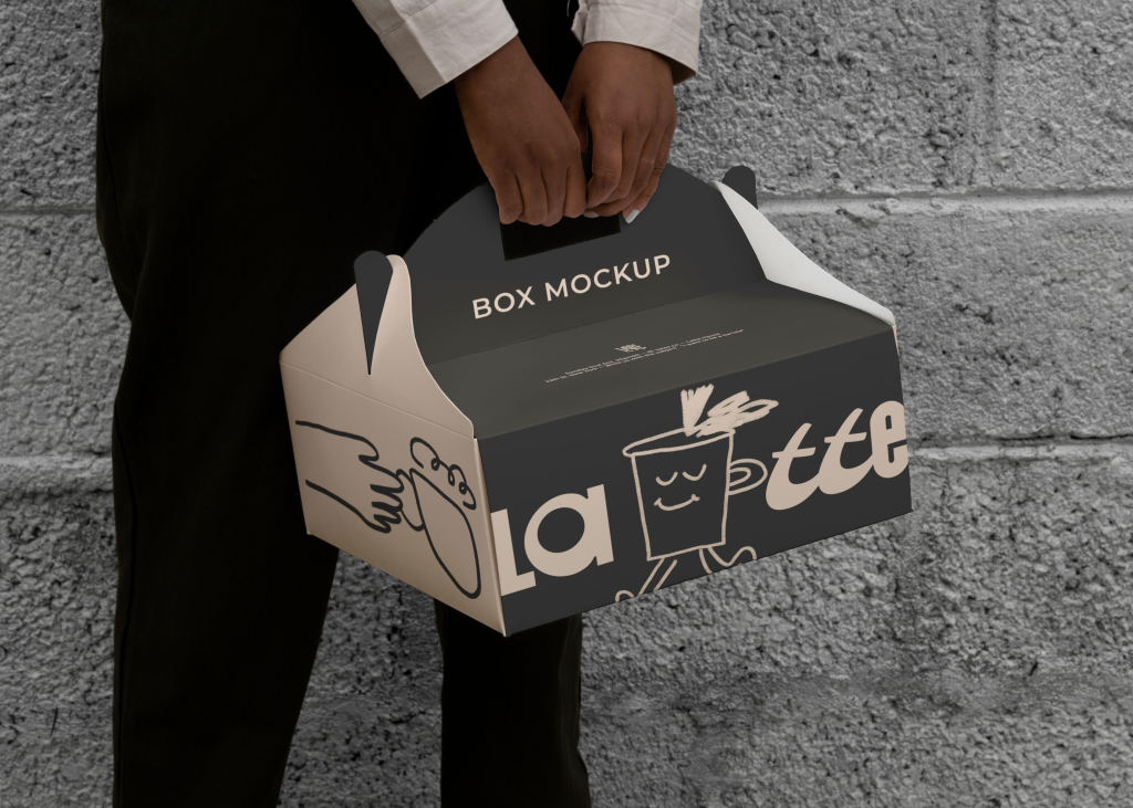 17款极简质感手提纸盒外卖盒食品包装设计展示PSD样机贴图套装Square Box Mockup
