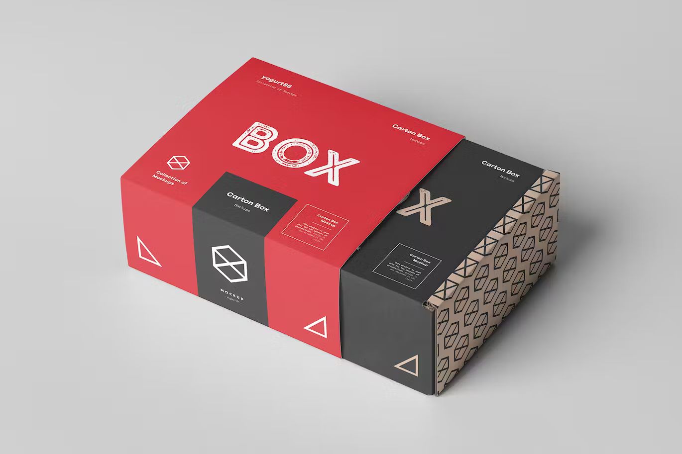 瓦楞纸产品包装纸箱设计展示样机模板 Carton Box Mockup 95x85x42