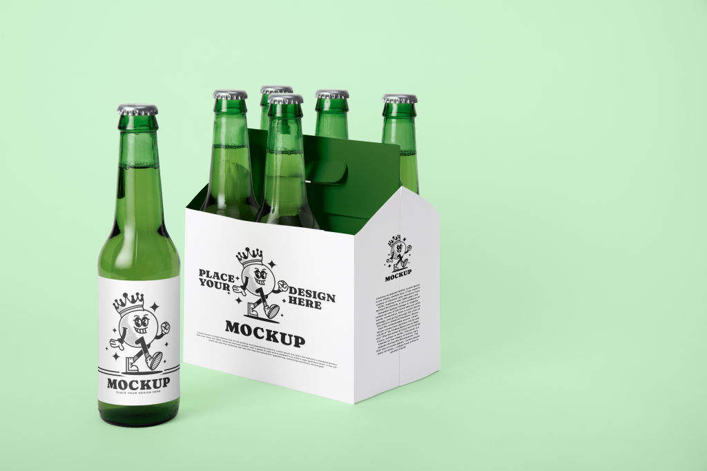 20款手提箱啤酒包装啤酒瓶标签效果展示psd样机贴图下载样机 Beer six pack mockup