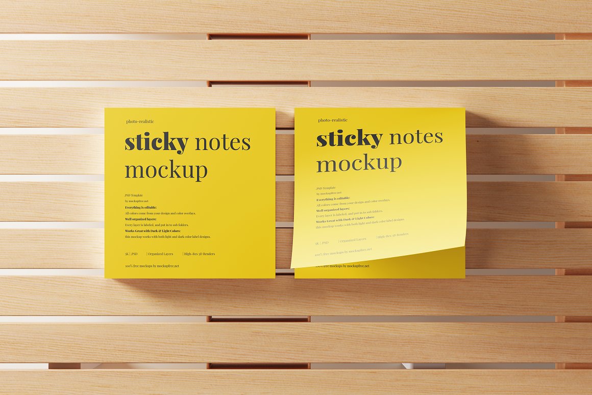 10款正方形便利贴贴纸便签笔记设计展示样机贴图psd素材下载Sticky Note Mockups